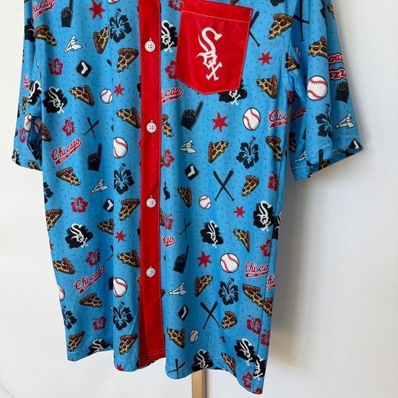 Chicago White Sox Men's Hawaiian Button-Up Shirt Blue Size M MLB Game Day Casual - Picture 3 of 10